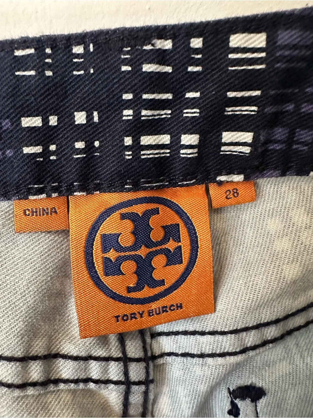 Tory Burch Women’s Low Rise Skinny Blue Leg Pant